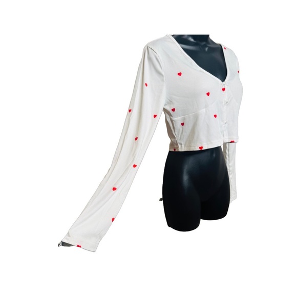 White Heart Print Crop Top - Picture 7 of 14
